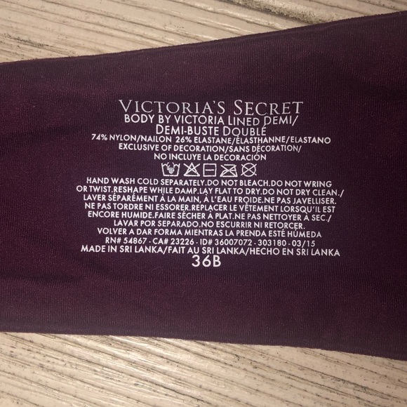 Victoria’s Secret Body by Victoria lined demi bra 36B - Picture 3 of 3